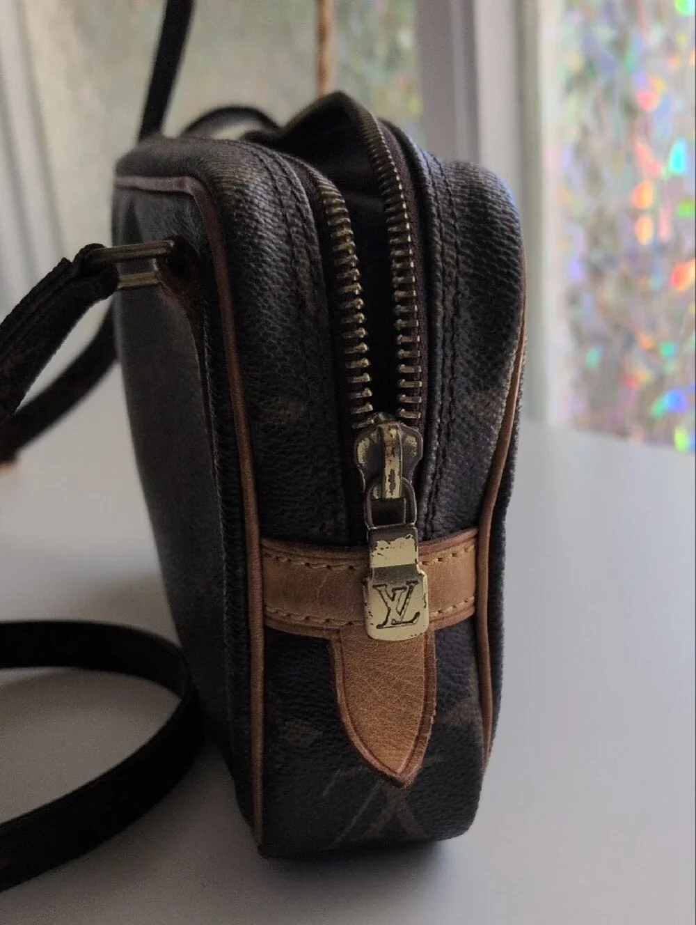 Louis Vuitton Brown Monogram Canvas Messenger Bag with Tan Trim
